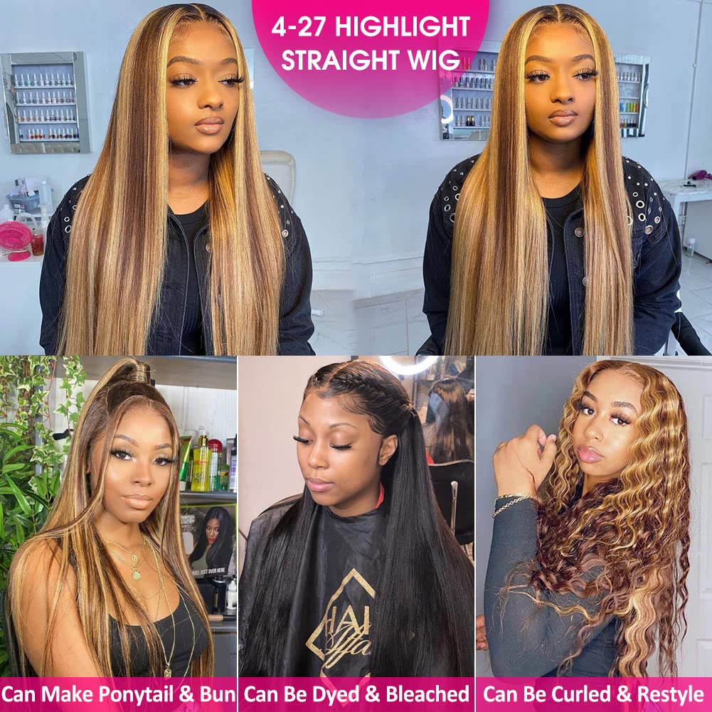 Hot Selling Highlight Brown Color Human Hair 13x4 Lace Front Wig | hairlightchic